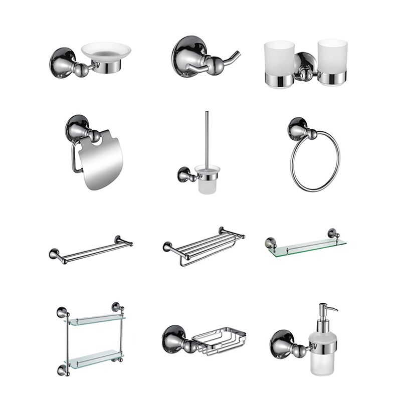 Hot sale modern bath accessories products chrome plated wall-mounted brass bathroom accessories sets for hotel