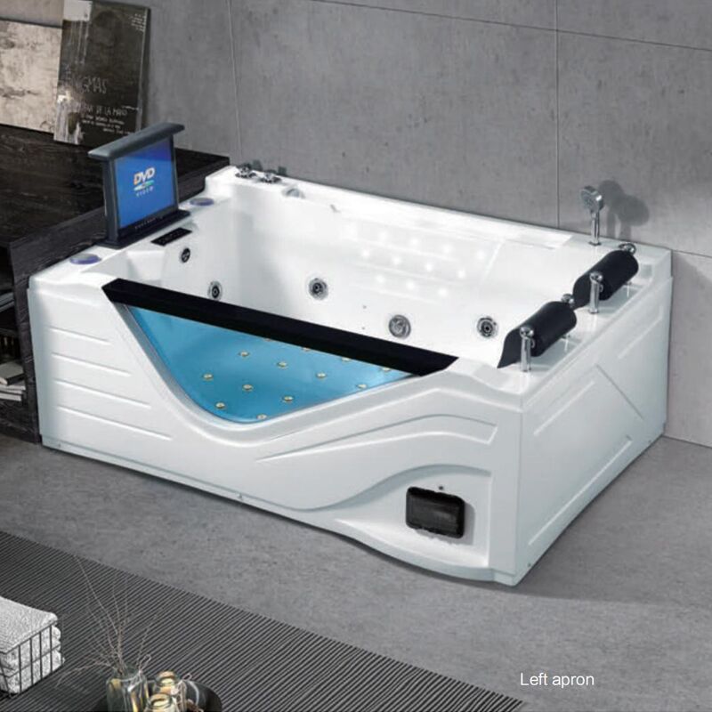 Luxury Modern Free Standing Double Whirlpool Amp Jaccuzi Massage Acrylic Transparent Bathtub Bath Tub Price 2 Person massage bathtub with TV 8938A Luxury Whirlpool Massage Waterfall Bathtub