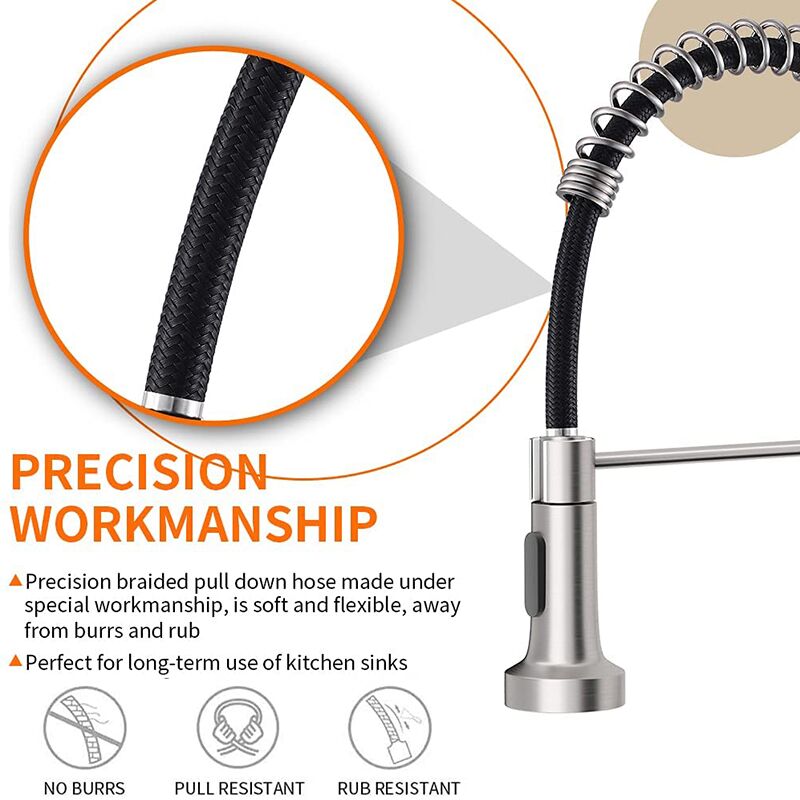 High quality factory price pull down spring spout brass faucets for kitchen sink faucets single handle High quality factory price pull down spring spout brass faucets for kitchen sink faucets single handle 2 MP0202 High quality factory price pull down spring spout brass faucets for kitchen sink faucets single handle - Image 2