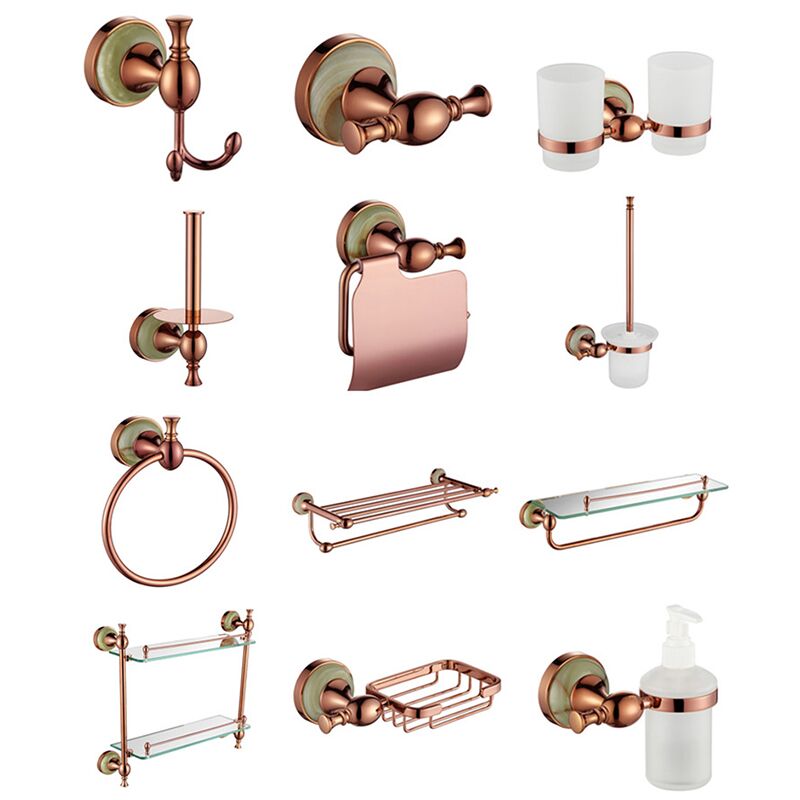 New design hotel and home high quality brass jade wall mounted bathroom accessories set