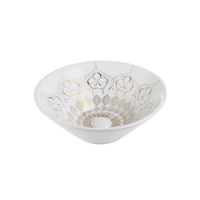 Wholesale New Products Bathroom Sanitary Ware Ceramic Washbasin Countertop Art Pattern Basin China wholesale ceramic new design hotel small round wash basin countertop white marble bathroom decorative pattern art basin D 082 Wholesale New Products Bathroom Sanitary Ware Ceramic Washbasin Countertop Art Pattern Basin - Image 3