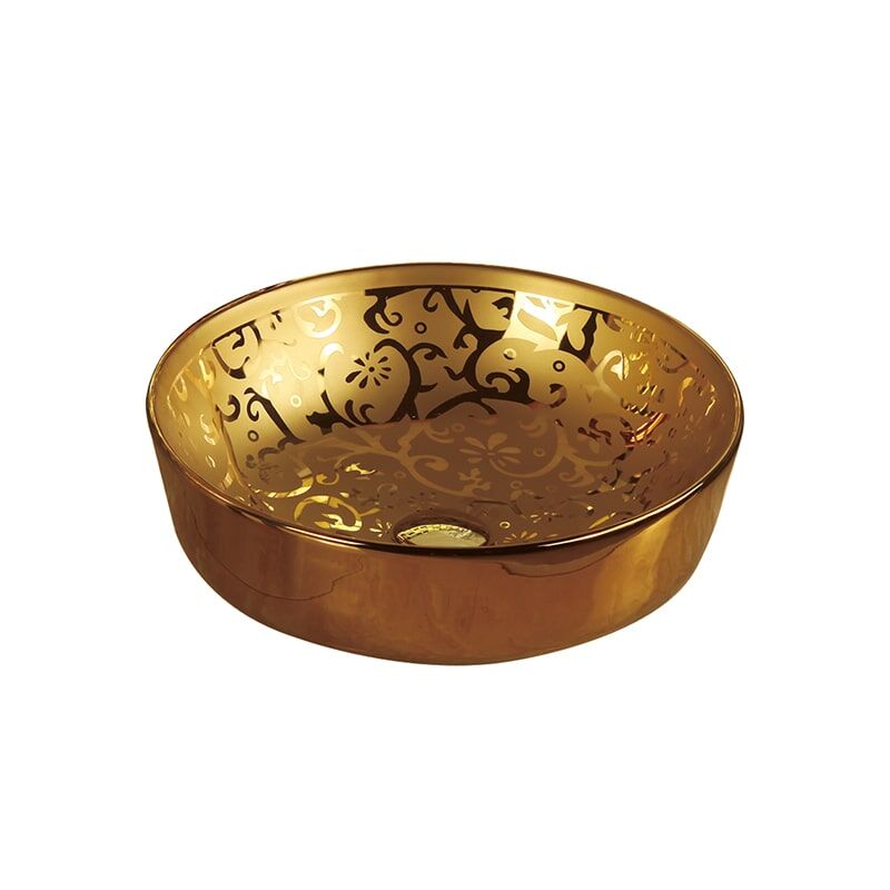 Factory Direct Sales Golden Oval Counter Top Mounted Bathroom High Quality Washbasin Irregular Countertop Bathroom Sink 1 Countertop Bathroom Sink Ceramic Basin Container Washbasin Gold