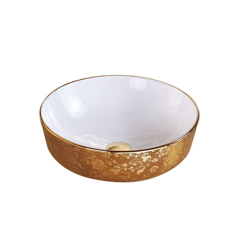 Factory Direct Sales Golden Oval Counter Top Mounted Bathroom High Quality Washbasin Irregular Countertop Bathroom Sink 8 Bathroom Ceramic Rose Gold Plated Sink Washbasin