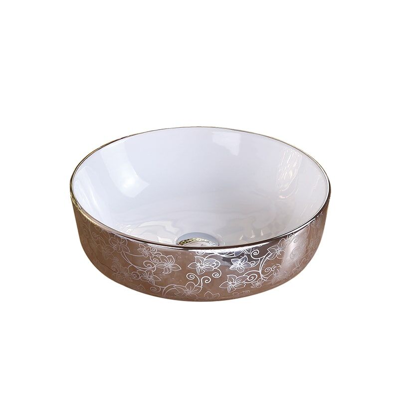 Factory Direct Sales Golden Oval Counter Top Mounted Bathroom High Quality Washbasin Irregular Countertop Bathroom Sink 9 Bathroom Ceramic Rose Gold Plated Sink Washbasin