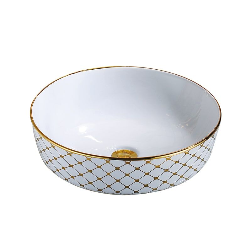 China Hot Sale New Square Electropating Golden Edge Art Basin Hotel MP Ceramic 0343 Luxury square bathroom vanity 6 Sink Porcelain Chinese Basin Colored Wash Basin