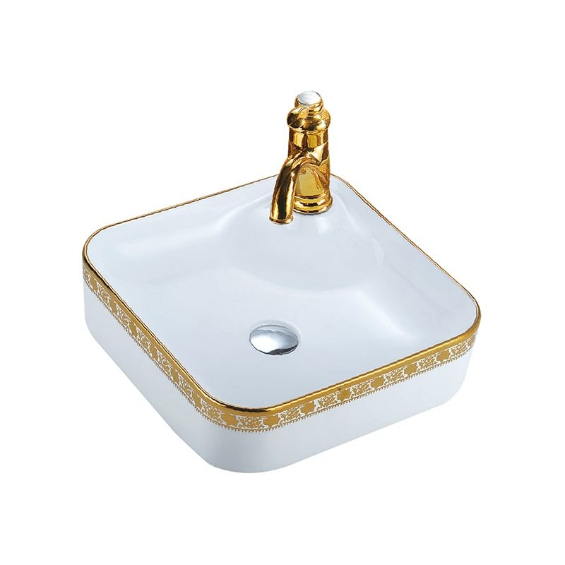 Hot Sale Golden Bathroom Sink Vanity, Ceramic Golden Bathroom Countertop Mount Basin Sink MP Ceramic W0472 round wash basin 11 square bathroom sink