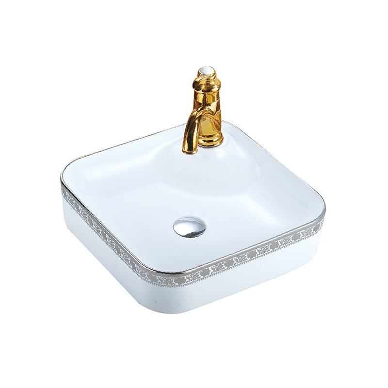 Hot Sale Golden Bathroom Sink Vanity, Ceramic Golden Bathroom Countertop Mount Basin Sink MP Ceramic W0472 round wash basin 12 square bathroom sink