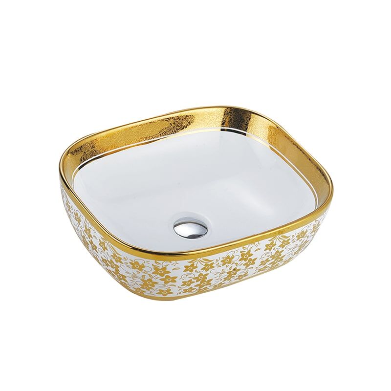 Hot Sale Golden Bathroom Sink Vanity, Ceramic Golden Bathroom Countertop Mount Basin Sink MP Ceramic W0472 round wash basin 7 China wholesale ceramic wash basin