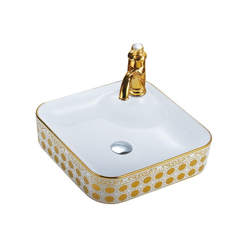 Hot Sale Golden Bathroom Sink Vanity, Ceramic Golden Bathroom Countertop Mount Basin Sink MP Ceramic W0472 round wash basin 8 China wholesale ceramic wash basin