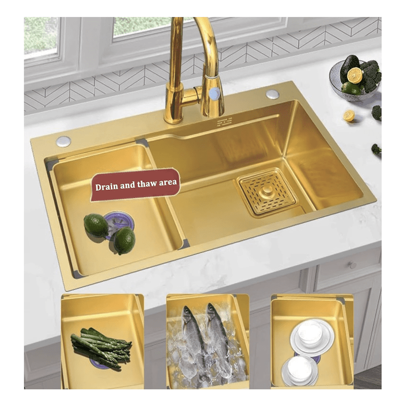 Luxury Gold Smart Kitchen Sink Nano Stainless Steel Hand Made Kitchen Sink Waterfall Kitchen Sink 2025 BOOMING Luxury Gold Smart Kitchen Luxury Gold Smart Kitchen Sink Nano Stainless Steel Hand Made Kitchen Sink Waterfall Kitchen Sink