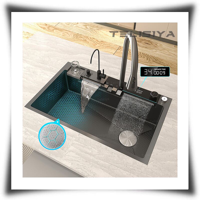 Smart Kitchen Sink 80cm Black Stainless Steel Large Single Bowl Kitchen Sink with Cup Wash for Home Kitchen 210MM Deep Smart Kitchen Sink 80cm Black Smart Kitchen Sink 80cm Black Stainless Steel Large Single Bowl Kitchen Sink with Cup Wash for Home Kitchen