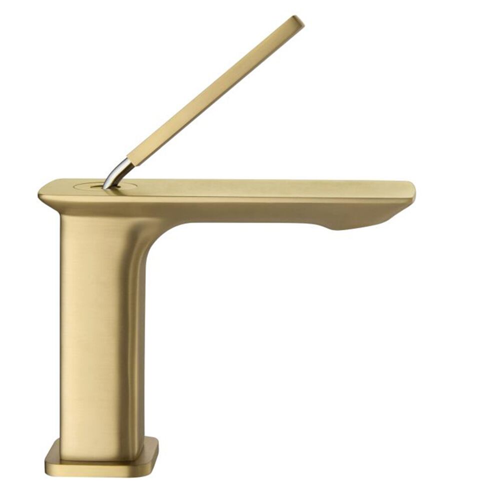 Brushed Gold Finish Wash Basin Mixer Deck Mounted Single Lever Brass Wash Faucet Aqua Gallery Unique Design Hot Cold Water Brushed Gold Finish Wash Basin Mixer Deck Mounted Single Lever Brass Wash Faucet