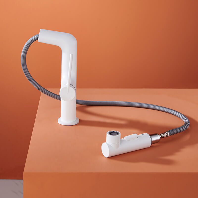 White Corrosion-Resistant Washbasin Faucet 360 Degree Multi-Directional Rotating Pull-Out Basin Faucet Bathroom mixer 1 Pull-out mixer faucet for bathroom