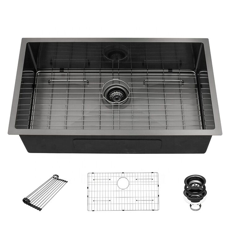 Big Size 32x18 Inch Black Undermount Kitchen Sink Stainless Steel Sink 18 Gauge Single Bowl Kitchen Sinks Big Size 32x18 Inch Black Undermount Kitchen Big Size 32x18 Inch Black Undermount Kitchen Sink Stainless Steel Sink 18 Gauge Single Bowl Kitchen Sinks
