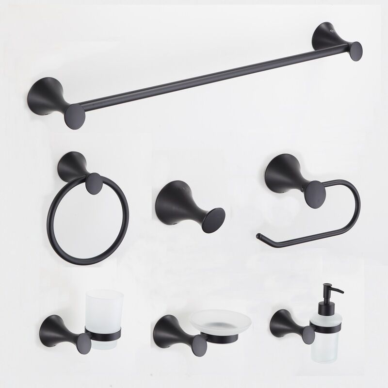 Black Modern Design Zinc Alloy Wall Mounted 6 Piece Bathroom Hardware Accessories Set Black Modern Design Zinc Alloy Wall Black Modern Design Zinc Alloy Wall Mounted 6 Piece Bathroom Hardware Accessories Set
