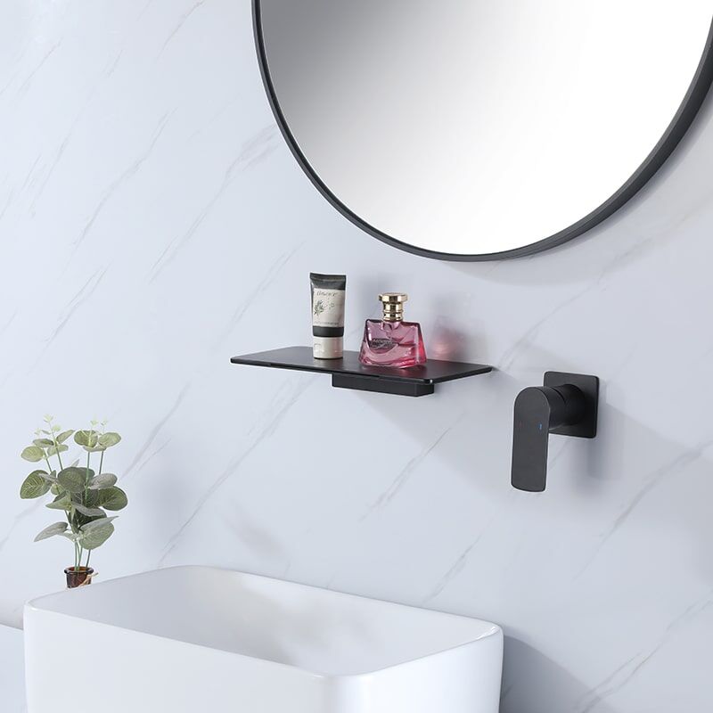Kaiping Faucet Manufacturer Big Nice Waterfall Spout Wall Mounted Faucet With Storage Rack Basin Mixer Bathroom Bathtub Faucet Black wall faucet with cold and hot dual use bathroom wash basin buried wall faucet 3 Kaiping Faucet Manufacturer Big Nice Waterfall Spout Wall Mounted Faucet With Storage Rack Basin Mixer Bathroom Bathtub Faucet - Image 3