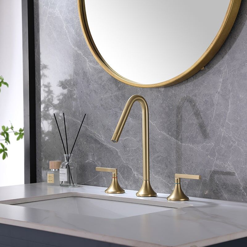 Brushed Gold Bathroom Faucet 2 Handle 3 Hole Brass Sink Faucet Bathroom Basin Water Mixer Taps For Bathroom Brushed Gold Bathroom Faucet 2 Handle 3 Hole Brass Sink Faucet Bathroom Basin Water Mixer Taps For Bathroom 7 Brushed Gold Bathroom Faucet 2 Handle 3 Hole Brass Sink Faucet Bathroom Basin Water Mixer Taps For Bathroom - Image 3