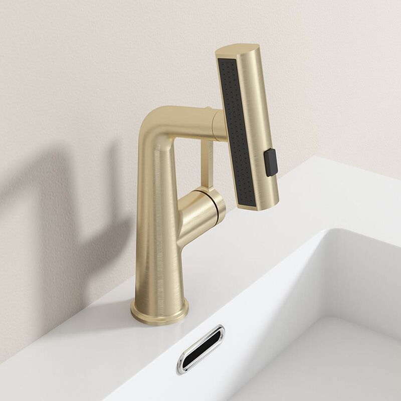 Brushed Gold Brass Waterfall Bathroom Sink Faucets Pull Out Bathroom Sink Faucet with 360° Rotaty Rainfall Rotating Spou Brushed Gold Modern Pull Out Bathroom Sink Faucet with Waterfall Rotating Spout 6 Brushed Gold Brass Waterfall Bathroom Sink Faucets Pull Out Bathroom Sink Faucet with 360° Rotaty Rainfall Rotating Spou - Image 8