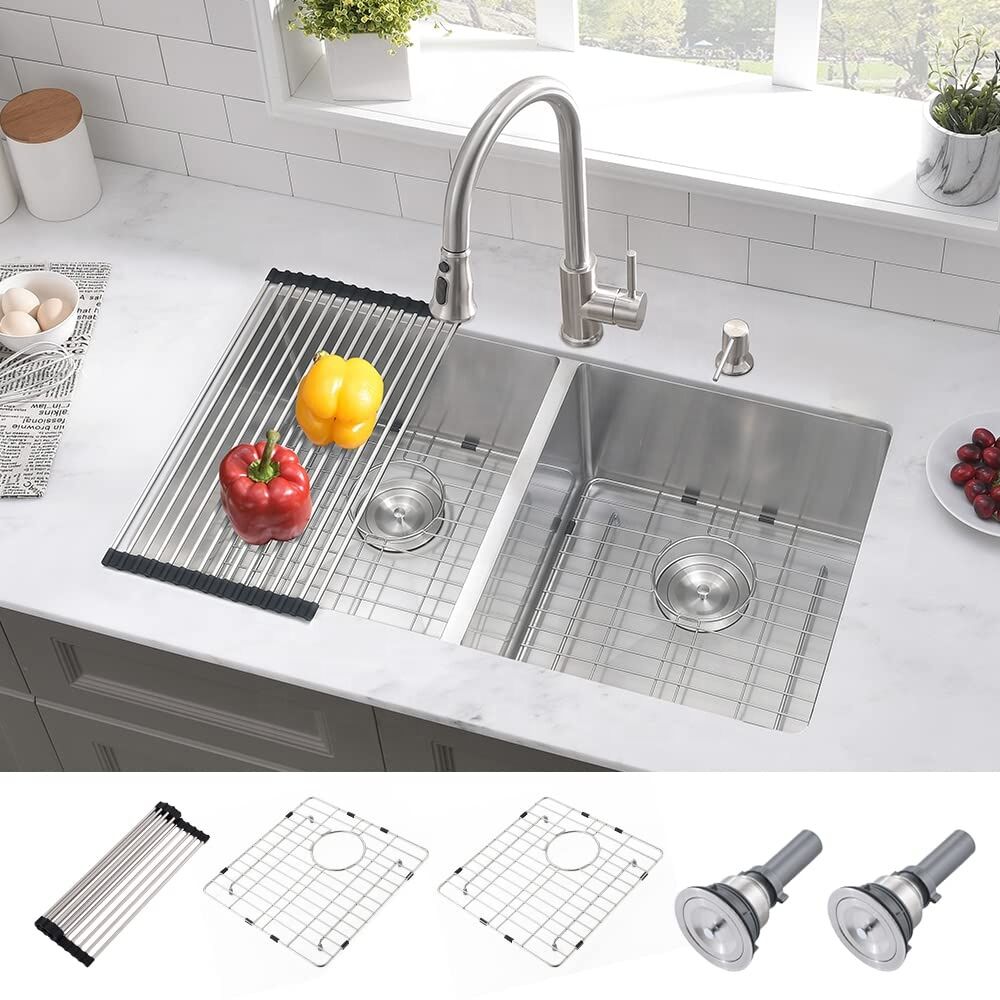 CUPC 32 30 Inch Multifunction Double Bowl 60/40 50/50 Low Divide Stainless Steel Undermount Kitchen Sink Handmade Dishwash Sink CUPC 32 30 Inch Multifunction Double Bowl CUPC 32 30 Inch Multifunction Double Bowl 60/40 50/50 Low Divide Stainless Steel Undermount Kitchen Sink Handmade Dishwash Sink