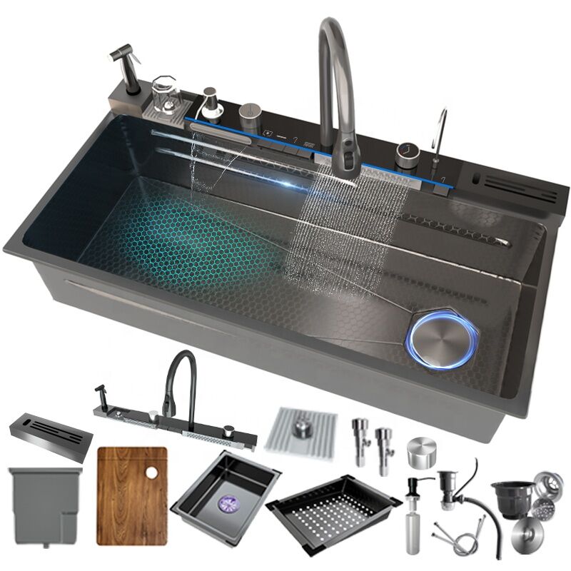 Christmas Discount Multifunctional Black Kitchen Sink 304 Smart Stainless Steel Large Sink with Dishwasher for Hotel Kitchen Christmas Discount Multifunctional Black Kitchen Sink 304 Christmas Discount Multifunctional Black Kitchen Sink 304 Smart Stainless Steel Large Sink with Dishwasher for Hotel Kitchen