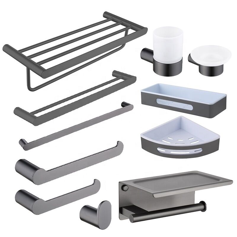 Customized Color Bathroom Accessories with Gun Metal Finish Modern Stainless Steel Bath Hardware Set for Hotel for Kitchen Use