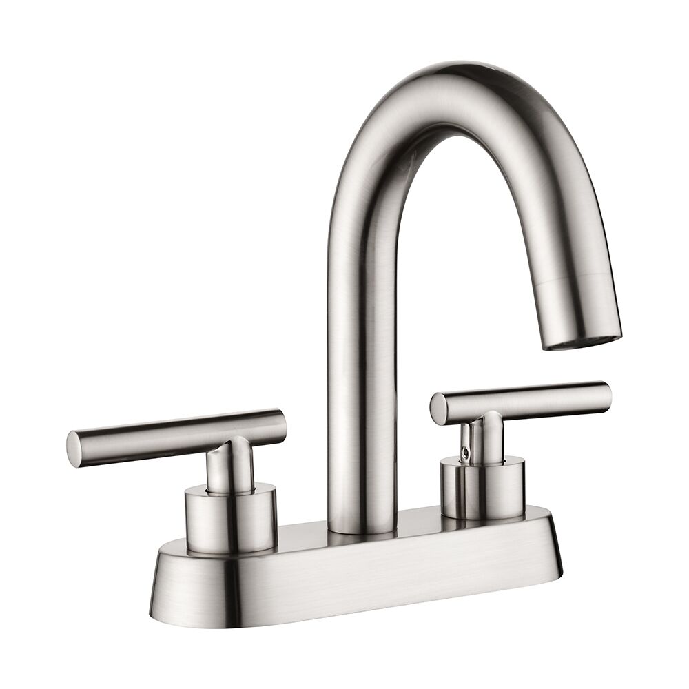 Deck-Mounted 3-Hole Bathroom Faucet Dual Handle Hot Cold Water Brushed Nickel Finish Brass 4'' Wash Basin Faucet Deck Mounted 3 Hole Bathroom Faucet Dual Deck-Mounted 3-Hole Bathroom Faucet Dual Handle Hot Cold Water Brushed Nickel Finish Brass 4'' Wash Basin Faucet