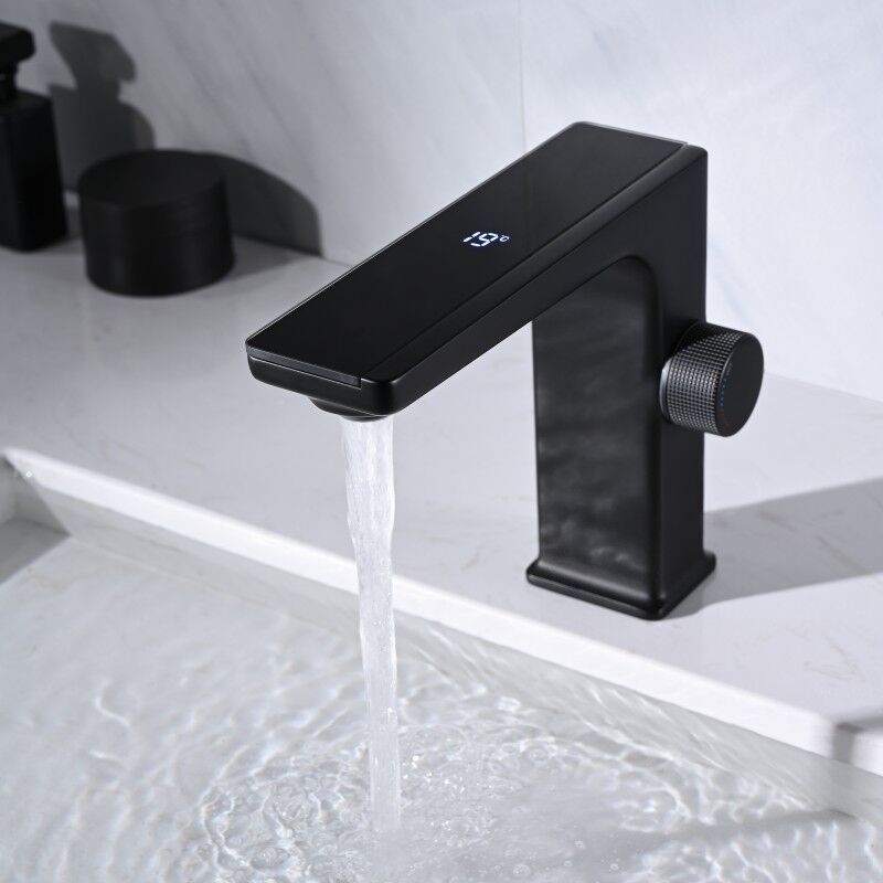 Deck Mounted Led Digital Wash Basin Faucet Matt Black Water Mixer Tap Brass Bathroom Basin Faucet Deck Mounted Led Digital Wash Basin Faucet Deck Mounted Led Digital Wash Basin Faucet Matt Black Water Mixer Tap Brass Bathroom Basin Faucet