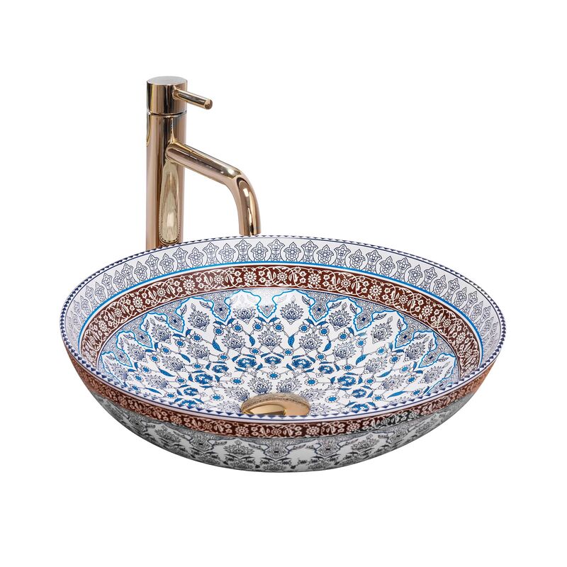 Factory Direct Bathroom Sinks Round Shape Color Glaze Pattern Wholesale Above Counter Top Hand Washing Basin