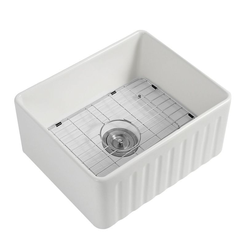 Farmhouse Sink 30 Inch White Kitchen Sinks Single Bowl Fireclay Apron Front Farm Deep Ceramic Basin Sink with Grids Farmhouse Sink 30 Inch White Kitchen Farmhouse Sink 30 Inch White Kitchen Sinks Single Bowl Fireclay Apron Front Farm Deep Ceramic Basin Sink with Grids