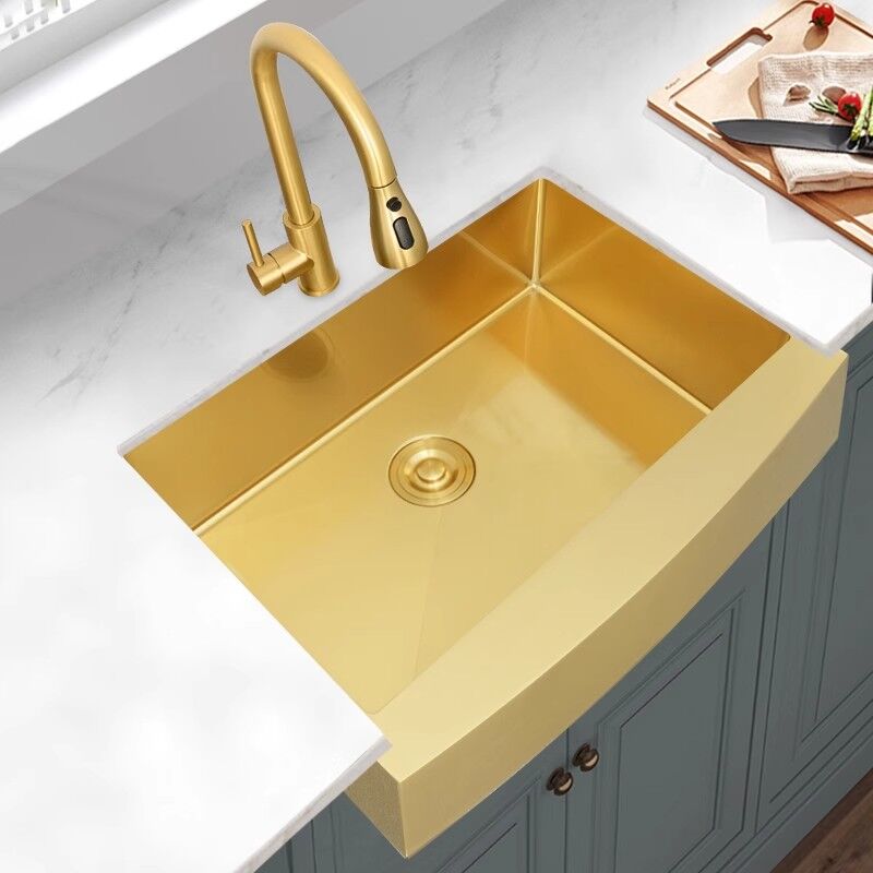Golden Semi Inset Undermount Kitchen Sink 304 Stainless Steel Large Single Sink Golden Semi Inset Undermount Kitchen Sink 304 Golden Semi Inset Undermount Kitchen Sink 304 Stainless Steel Large Single Sink