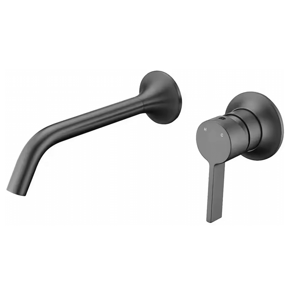 Gun Metal Finished Wall Mounted Hot and Cold Brass Single Handle Hand Wash Basin Mixer Faucet Gun Metal Finished Wall Mounted Hot and Gun Metal Finished Wall Mounted Hot and Cold Brass Single Handle Hand Wash Basin Mixer Faucet