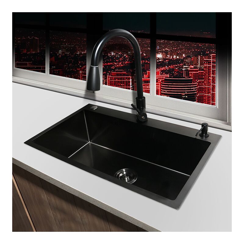 High Quality Black Nano Stainless Steel Single Bowl Kitchen Sink Stylish Rectangular Design Two Easy Countertop Installation High Quality Black Nano Stainless Steel Single 2 High Quality Black Nano Stainless Steel Single Bowl Kitchen Sink Stylish Rectangular Design Two Easy Countertop Installation