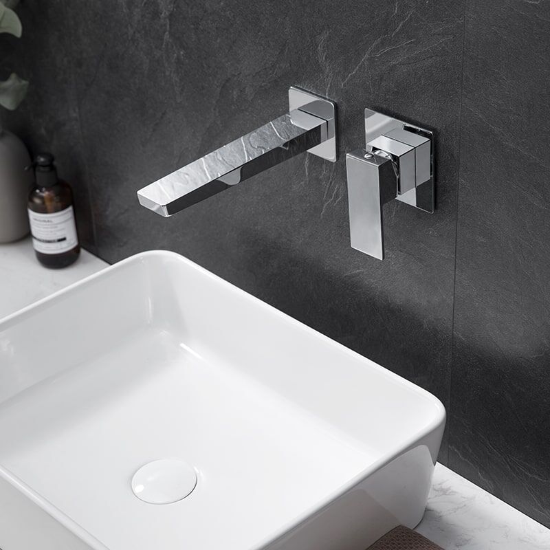 High Quality Chrome Single Handle Square Wall Mount Sink Faucet Concealed Bathroom Brass Basin Faucet High Quality Chrome Single Handle Square Basin Tap Wall Mount Concealed Bathroom Brass Basin Faucet 10 High Quality Chrome Single Handle Square Wall Mount Sink Faucet Concealed Bathroom Brass Basin Faucet - Image 8