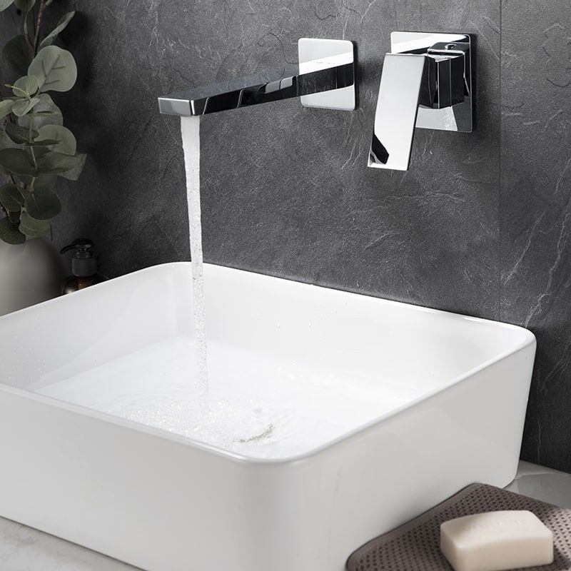 High Quality Chrome Single Handle Square Wall Mount Sink Faucet Concealed Bathroom Brass Basin Faucet High Quality Chrome Single Handle Square Basin Tap Wall Mount Concealed Bathroom Brass Basin Faucet 5 High Quality Chrome Single Handle Square Wall Mount Sink Faucet Concealed Bathroom Brass Basin Faucet - Image 2