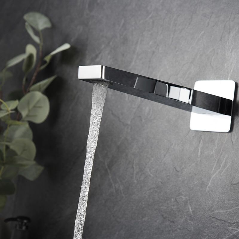 High Quality Chrome Single Handle Square Wall Mount Sink Faucet Concealed Bathroom Brass Basin Faucet High Quality Chrome Single Handle Square Basin Tap Wall Mount Concealed Bathroom Brass Basin Faucet 6 High Quality Chrome Single Handle Square Wall Mount Sink Faucet Concealed Bathroom Brass Basin Faucet - Image 5