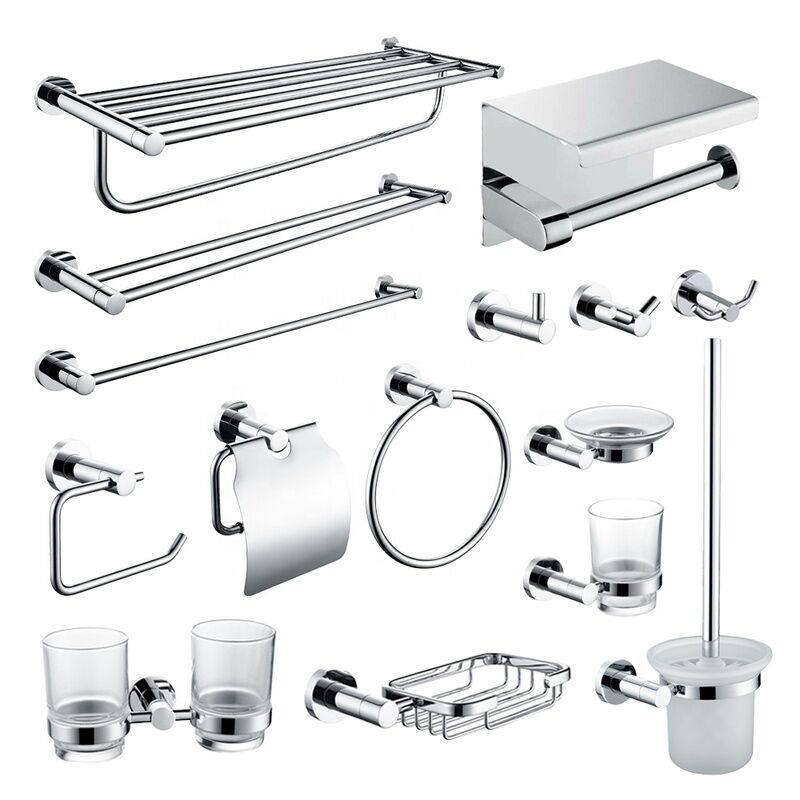 High Quality Chrome Stainless Steel 304 Towel Racks Bathroom Toilet Accessories Set Bath Hardware Sets High Quality Chrome Stainless Steel 304 High Quality Chrome Stainless Steel 304 Towel Racks Bathroom Toilet Accessories Set Bath Hardware Sets