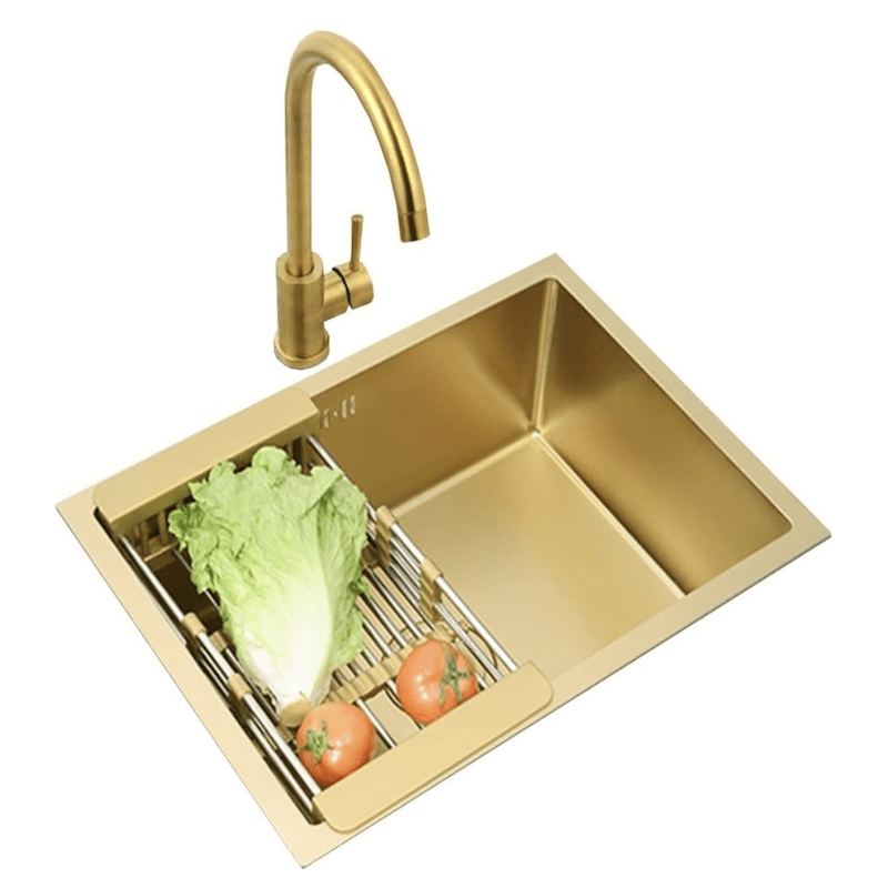 Home Decor Kitchen Sink Bar Sinks Stainless Steel Multifunctional Gold RV Sink with Square Tap and Drain Home Decor Kitchen Sink Bar Sinks Home Decor Kitchen Sink Bar Sinks Stainless Steel Multifunctional Gold RV Sink with Square Tap and Drain