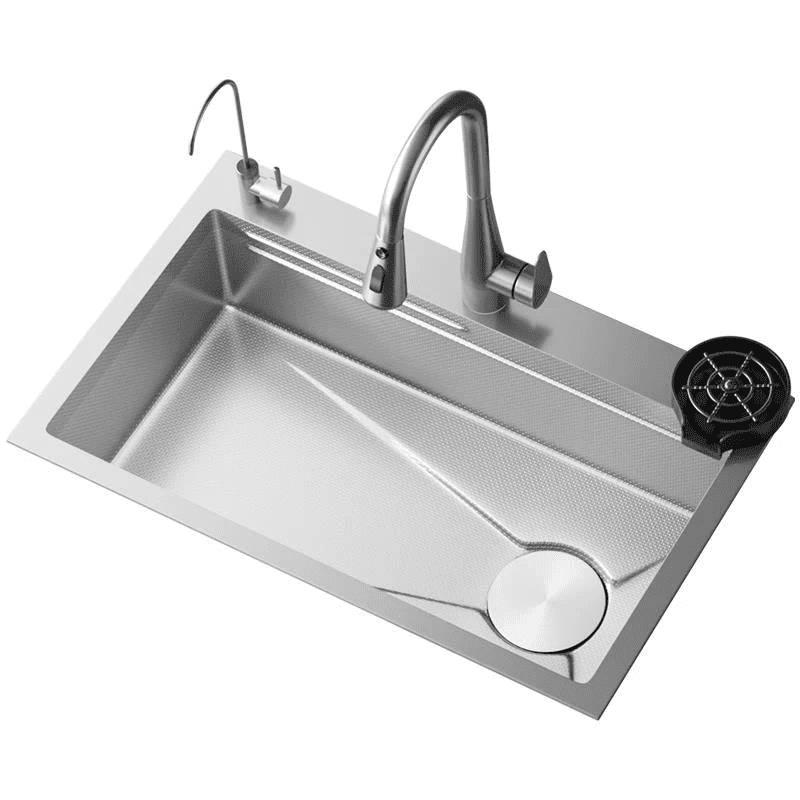 Stainless Steel Large Single Kitchen Sink Thickened Undercounter Washbasin Honeycomb Embossed SUS304 Stainless Steel Large Stainless Steel Large Single Kitchen Sink Thickened Undercounter Washbasin