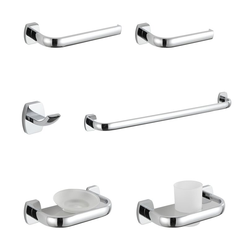 Hotel Commercial Wall Mounted 6 Pieces Brass Chrome Bathroom Accessories Set Hotel Commercial Wall Mounted 6 Pieces Hotel Commercial Wall Mounted 6 Pieces Brass Chrome Bathroom Accessories Set