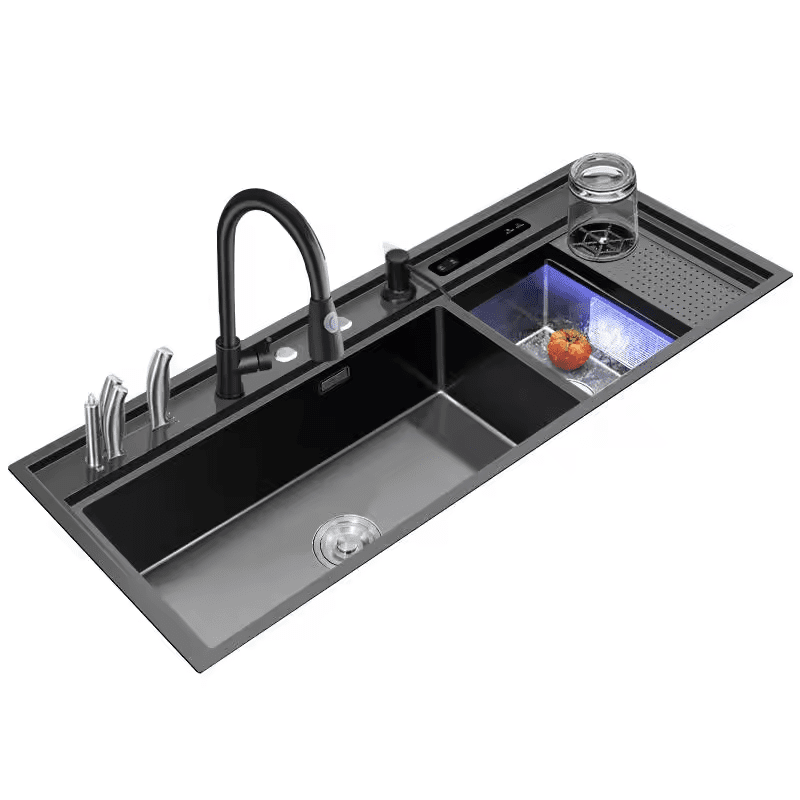 Kitchen Sink With Waterfall Multifunctional Faucet Piano Key Black Nano Waterfall Kitchen Sink SUS 304 Kitchen Sink Kitchen Sink With Waterfall Multifunctional Faucet Kitchen Sink With Waterfall Multifunctional Faucet Piano Key Black Nano Waterfall Kitchen Sink SUS 304 Kitchen Sink