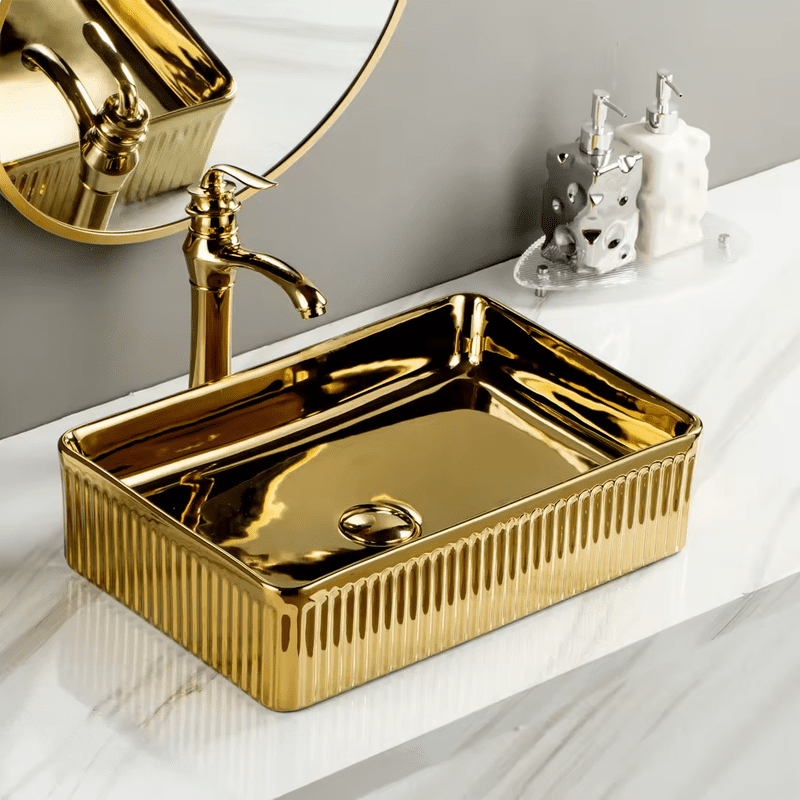 Luxury Hotel Ceramic Bathroom Wash Basin Sink Electroplated Countertop Gold Silver Basins Luxury Hotel Ceramic Bathroom Wash Basin Luxury Hotel Ceramic Bathroom Wash Basin Sink Electroplated Countertop Gold Silver Basins