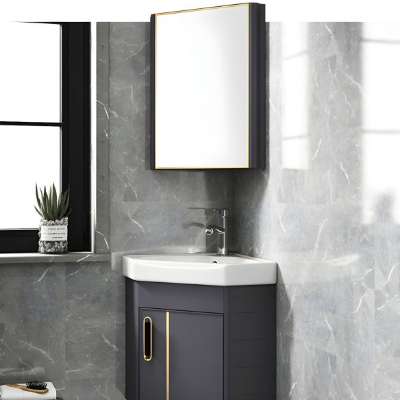 Luxury Aluminum Dark Gray Smart Wall Mounted Triangle Bathroom Cabinet for Apartment Hotel MP BC 1054 Luxury Aluminum Dark Gray Smart Wall Mounted Triangle Bathroom Cabinet for Apartment Hotel Luxury Aluminum Dark Gray Smart Wall Mounted Triangle Bathroom Cabinet for Apartment Hotel