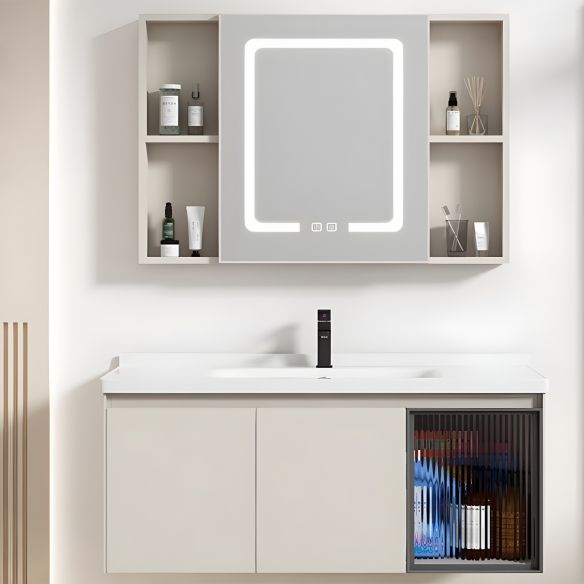 Cream Colored Space Aluminum Bathroom Cabinet, Washbasin Cabinet