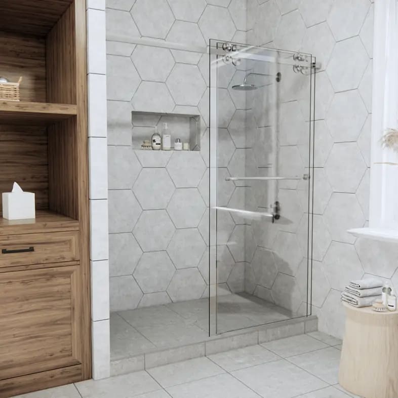 No Borders Sliding Shower Door with Stainless Steel Rail Wholesale Factory Quality Guaranteed MP SDG 1022 No Borders Sliding Shower Door with Stainless Steel Rail Wholesale Factory Quality Guaranteed No Borders Sliding Shower Door with Stainless Steel Rail Wholesale Factory Quality Guaranteed