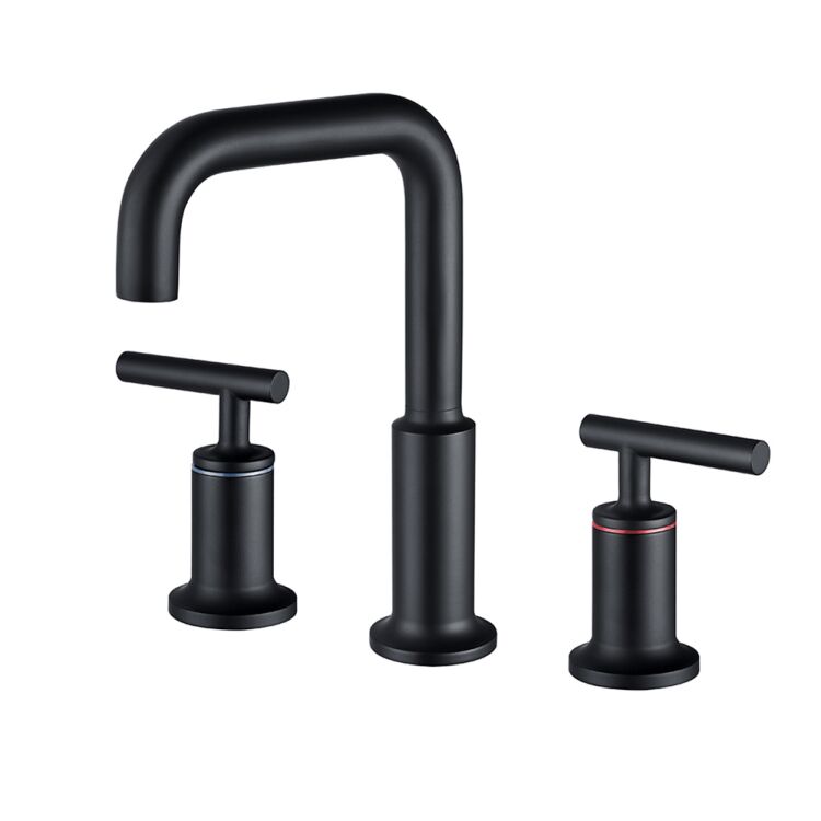 Matt Black Brass Basin Tap Mixer Double Handles Thermostatic Faucet Hot and Cold Bathroom Faucet Matt Black Brass Basin Tap Mixer Double Matt Black Brass Basin Tap Mixer Double Handles Thermostatic Faucet Hot and Cold Bathroom Faucet