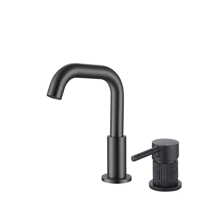 Matte Black One-Handle Two-Hole Modern Waterfall Bathroom Sink Faucet Hot and Cold Basin Faucets Matte Black One Handle Two Hole Modern Matte Black One-Handle Two-Hole Modern Waterfall Bathroom Sink Faucet Hot and Cold Basin Faucets