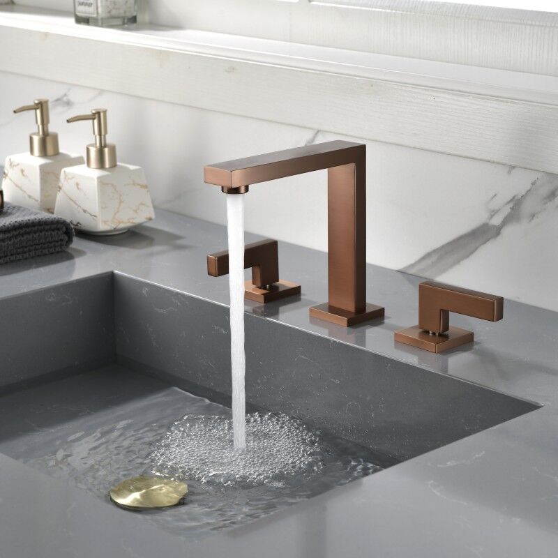 Modern Bathroom Sink Faucet Rose Gold 3 Hole Faucet Tap Sink Mixer Dual Handle Brass Wash Basin Faucet Modern Bathroom Sink Faucet Rose Gold 3 Modern Bathroom Sink Faucet Rose Gold 3 Hole Faucet Tap Sink Mixer Dual Handle Brass Wash Basin Faucet