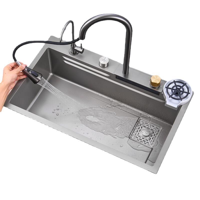 304 Stainless Steel Kitchen Sink Waterfall Faucet Smart Sink Kitchen With Cup Washer Nano 304 Stainless Steel Kitchen Sink Waterfall 304 Stainless Steel Kitchen Sink Waterfall Faucet Smart Sink Kitchen With Cup Washer