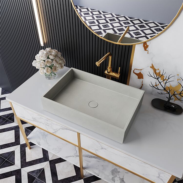New Material Design Glazed Cement Above Counter Top Sink Hand Wash Basin Rectangular Concrete Bathroom Cement Sink New Material Design Glazed Cement Above New Material Design Glazed Cement Above Counter Top Sink Hand Wash Basin Rectangular Concrete Bathroom Cement Sink