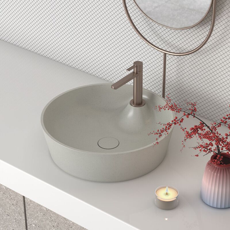 OEM Australian Standard Bathroom Matte Color Round Circular Fluted Counter Top Cement Sink Concrete Wash Hand Art Basin